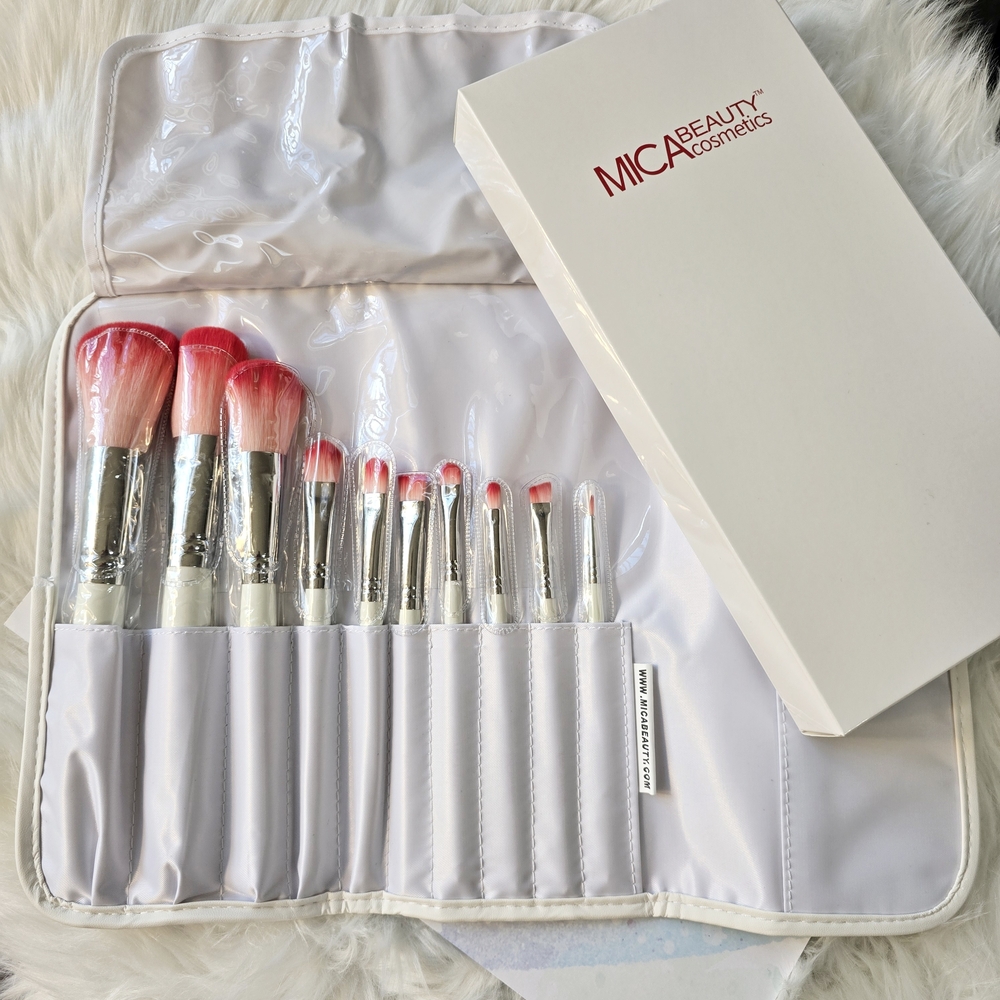 Mica Beauty Makeup Brush Set/ Pink and White